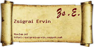 Zsigrai Ervin névjegykártya
